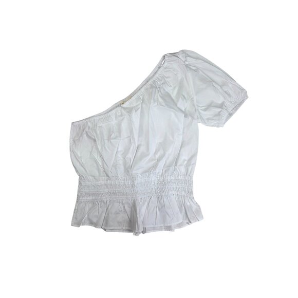 ee:some Smocked Blouse White/Ivory One Shoulder Womens Medium New with Tags - Picture 1 of 10